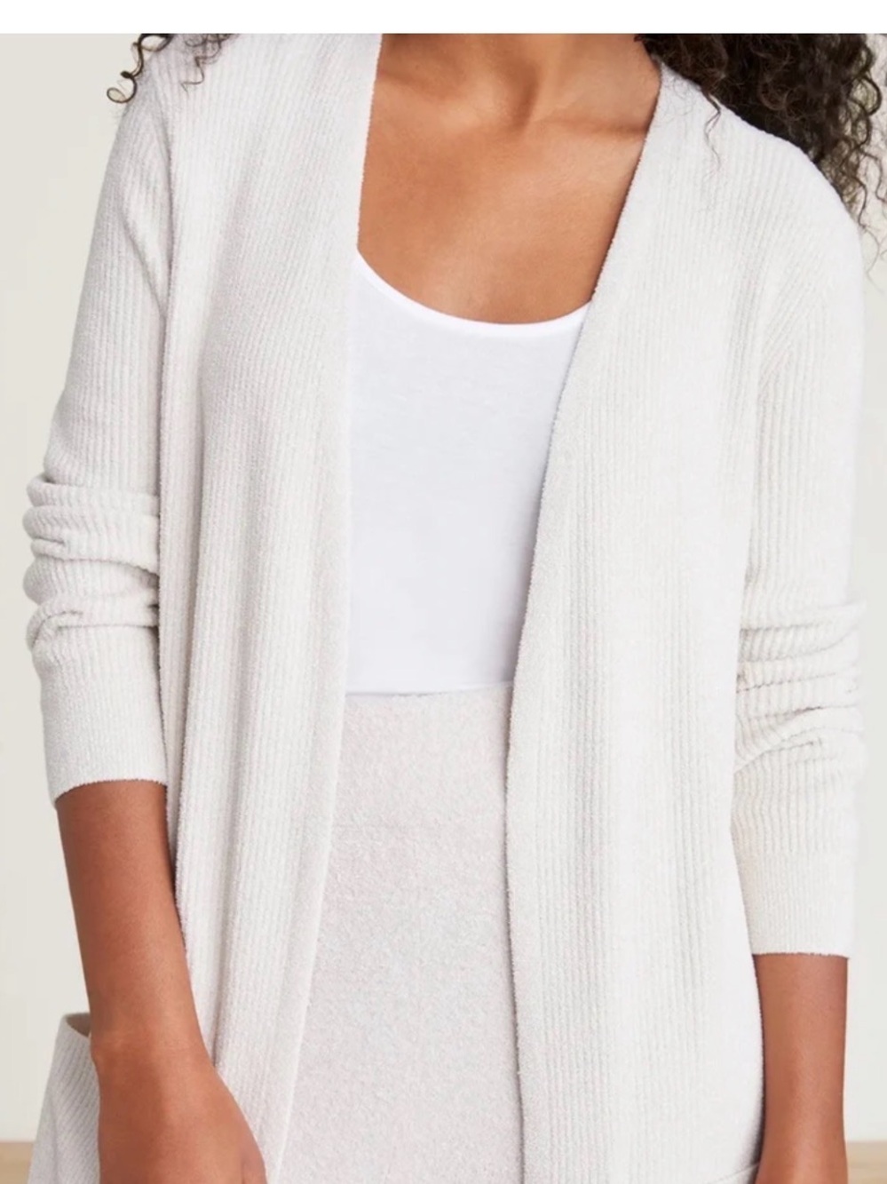 Barefoot Dreams Cozy Open-Front Cardigan in Cream